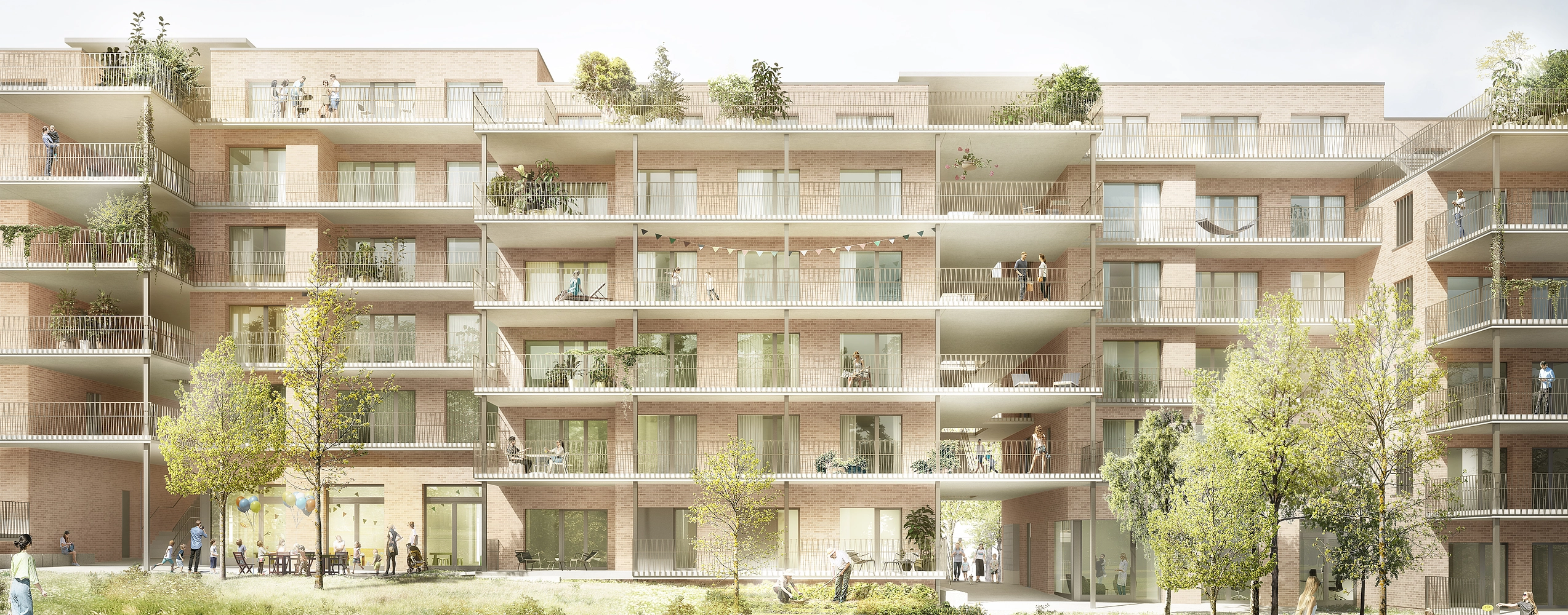 Image média: Végétalisation des terrasses du 5ème étage d’un immeuble dans le nouveau quartier des Plaines du Loup